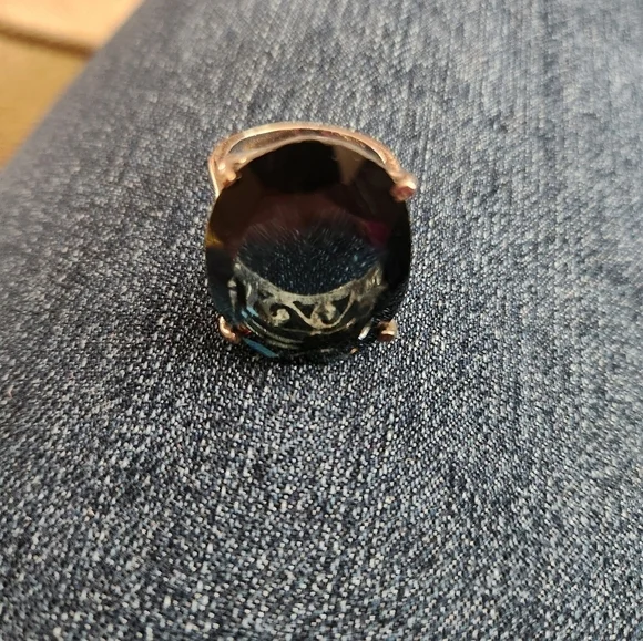 London Blue Topaz Statement Ring in Silver sz 7 - Picture 7 of 9